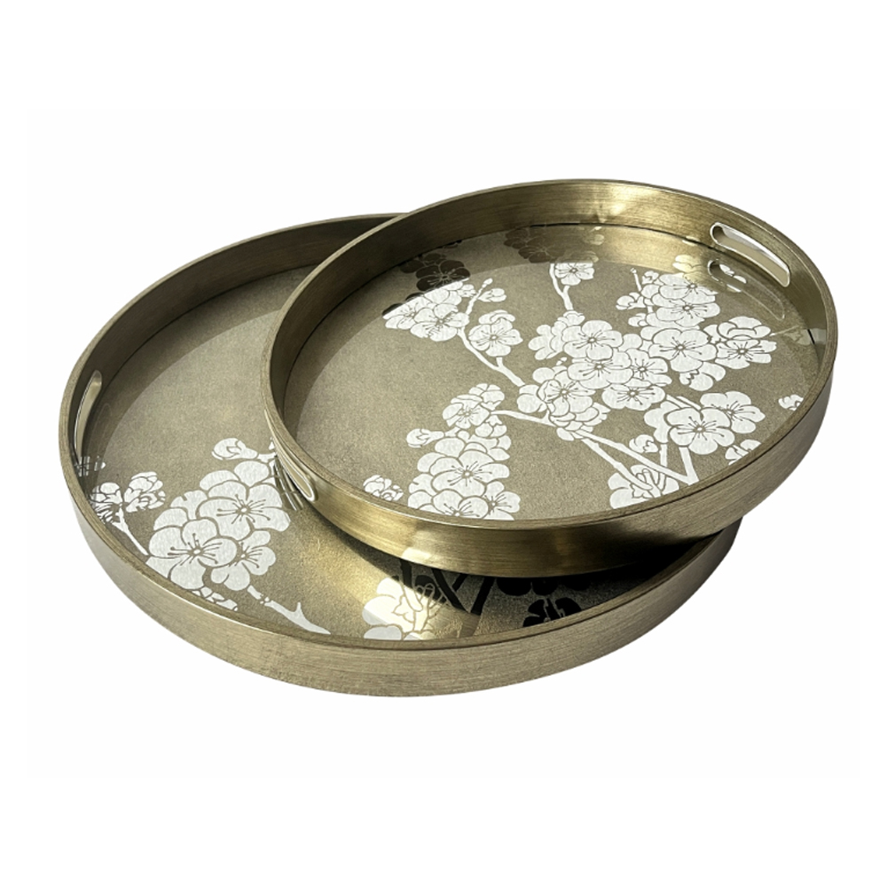 Artekko Artekko Tray Σαμπανιζέ Πλαστικοί Διακοσμητικοί Δίσκοι με Καθρέπτη (45x45x4)cm 2pcs 86746
