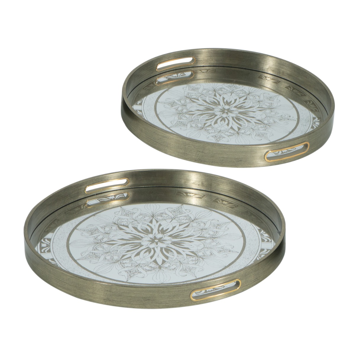 Artekko Artekko Tray Σαμπανιζέ Πλαστικοί Διακοσμητικοί Δίσκοι με Καθρέπτη (45x45x4)cm 2pcs 86749