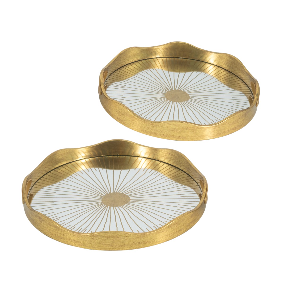 Artekko Artekko Tray Χρυσοί Πλαστικοί Διακοσμητικοί Δίσκοι με Καθρέπτη (40x40x4.4)cm 2pcs 86758