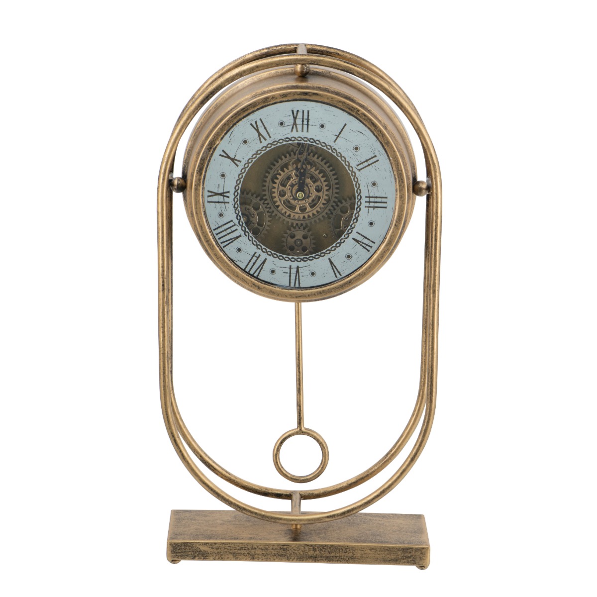 Artekko Artekko Clock Χρυσό Μεταλλικό Επιτραπέζιο Ρολόι με Καθρέφτη (27x8x51)cm 86842