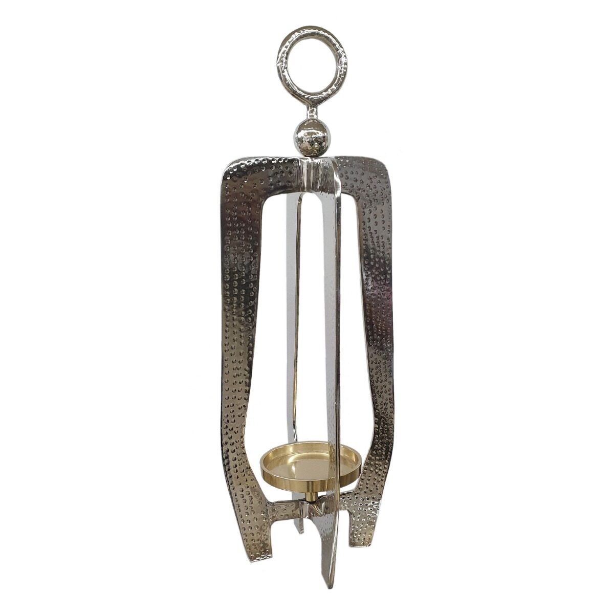 Artekko Artekko Lantern Ασημί Μεταλλικό Διακοσμητικό Κηροπήγιο Φανάρι (20.3x20.3x58.4)cm 86844-DS
