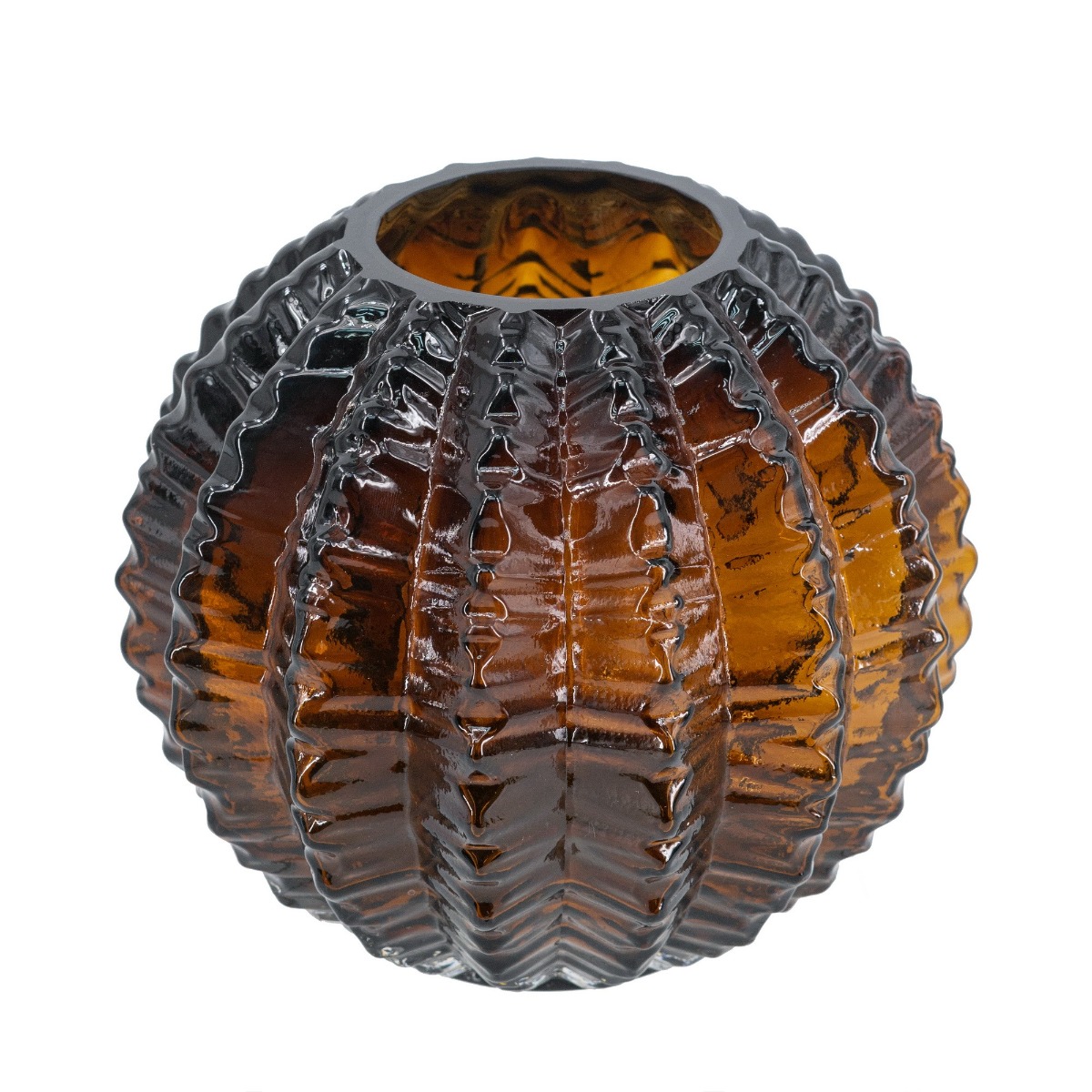 Artekko Artekko Briar Amber Καφέ Γυάλινο Διακοσμητικό Βάζο (17x17x15.5)cm 98637