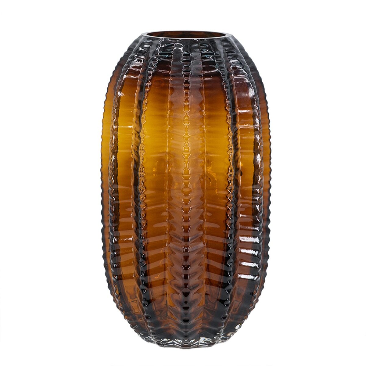 Artekko Artekko Briar Amber Καφέ Γυάλινο Διακοσμητικό Βάζο (15x15x28)cm 98638