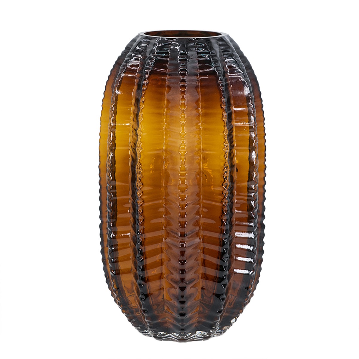 Artekko Artekko Briar Amber Καφέ Γυάλινο Διακοσμητικό Βάζο (15x15x28)cm 98638