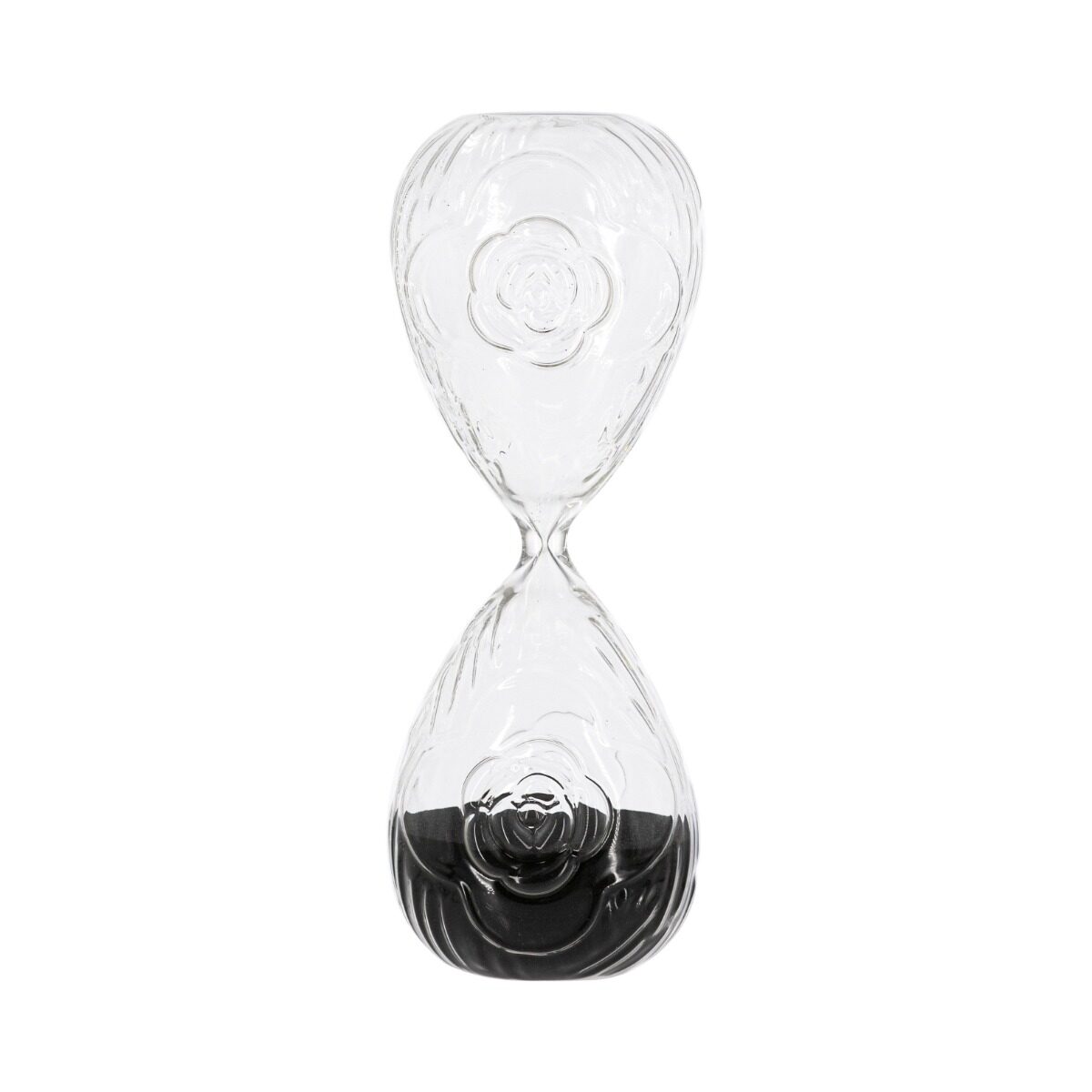 Artekko Artekko Hourglass Γυάλινη Κλεψύδρα με Ανάγλυφο Τριαντάφυλλο και Μαύρη Άμμο (9.8x9.8x25.4)cm B0010-BLAC