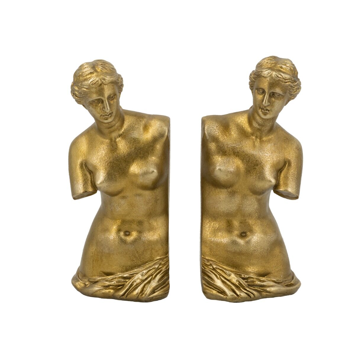 Artekko Artekko Bookends Χρυσοί Βιβλιοστάτες Ρητίνης με Γυναικεία Φιγούρα (11.5x13x26)cm 2pcs B5512