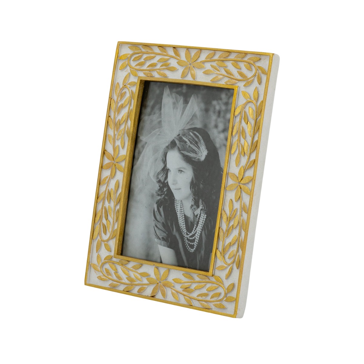 Artekko Artekko Frame Λευκή Κορνίζα Ρητίνης για Φωτογραφία 4Χ6" με Χρυσές Λεπτομέρειες (15.5x1.8x20.5)cm B8585
