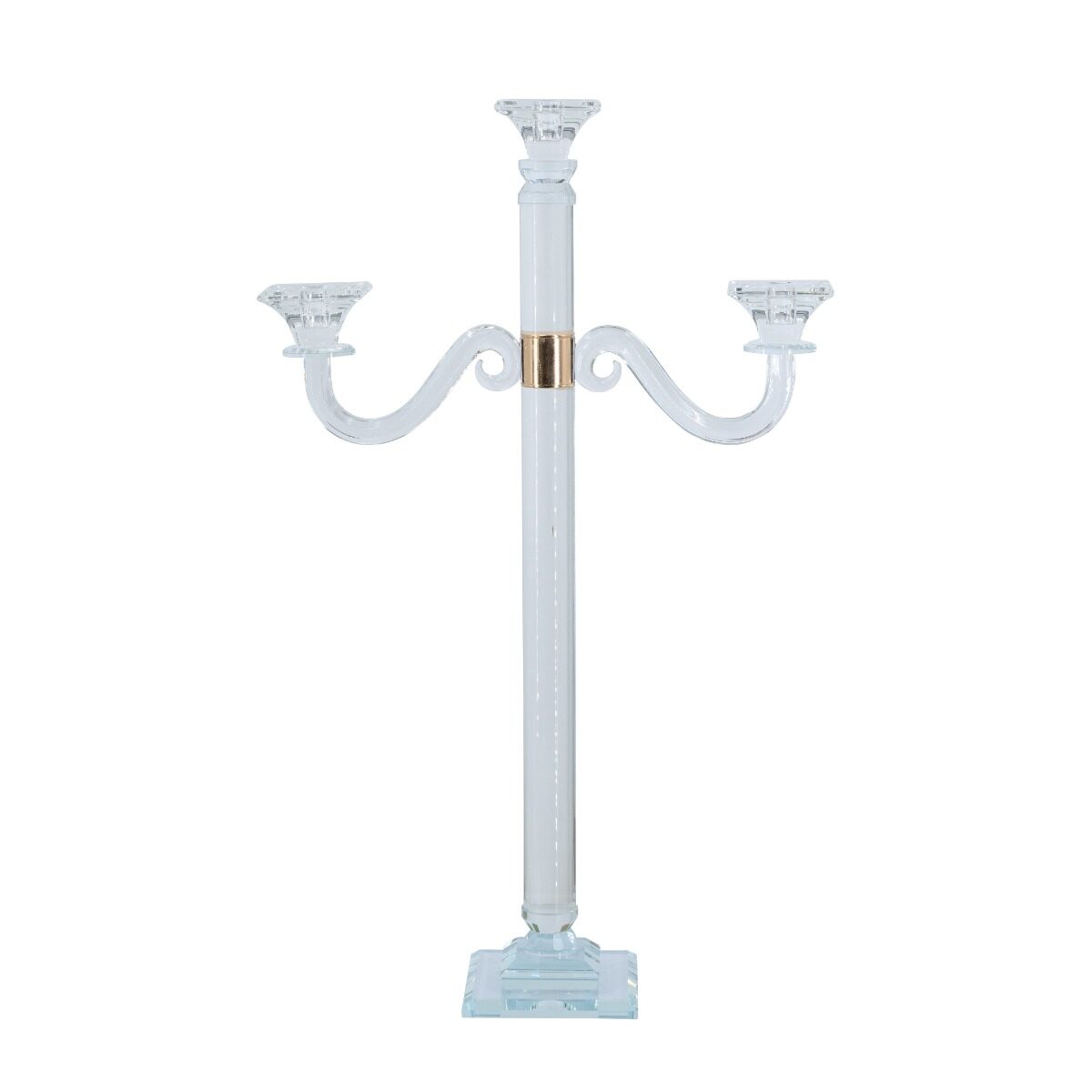 Artekko Artekko Glassy Διάφανο Γυάλινο Κηροπήγιο με Χρυσές Λεπτομέρειες (38.5x12x62)cm B8603
