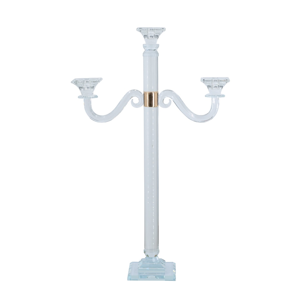 Artekko Artekko Glassy Διάφανο Γυάλινο Κηροπήγιο με Χρυσές Λεπτομέρειες (38.5x12x62)cm B8603