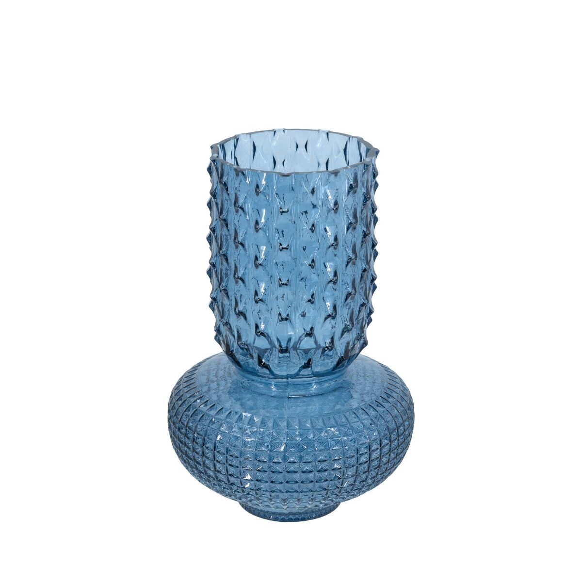 Artekko Artekko Glassy Μπλε Γυάλινο Βάζο (21.5x21.5x32.6)cm B8672-BLUE