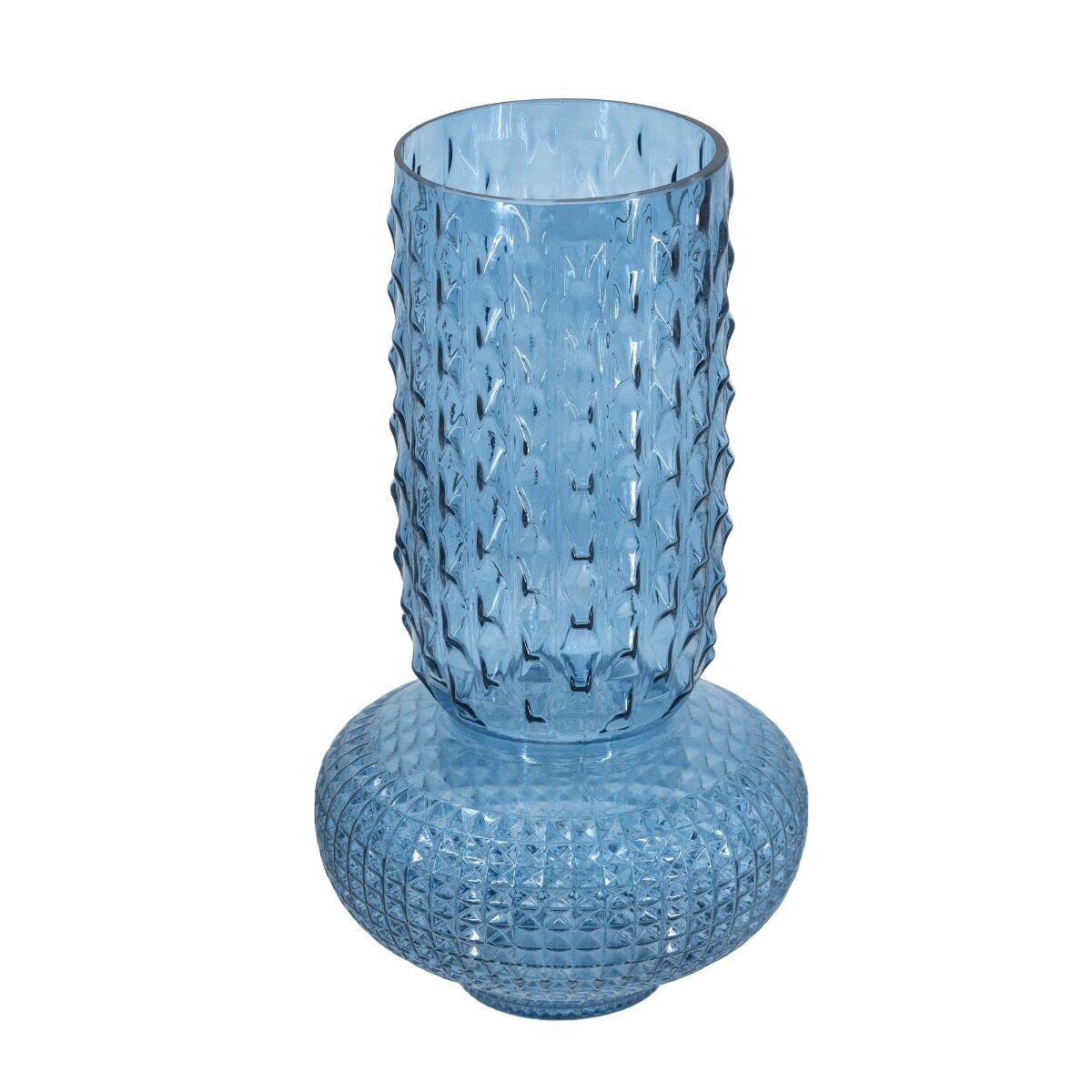 Artekko Artekko Glassy Μπλε Γυάλινο Βάζο (21.3x21.3x38.3)cm B8674-BLUE