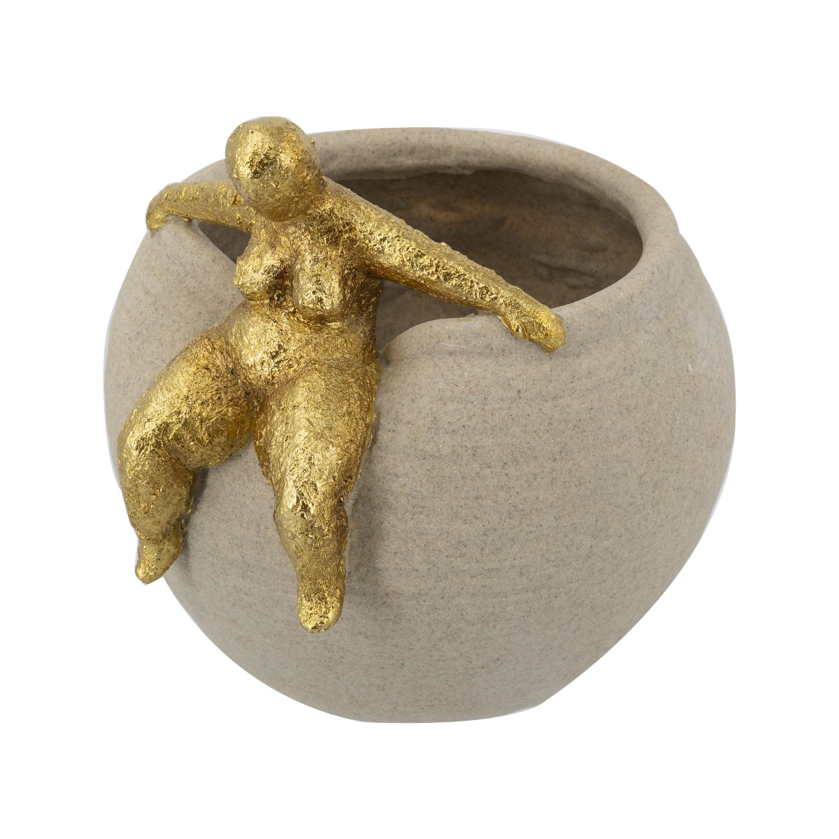 Artekko Artekko Figurine Μπεζ Μπολ Ρητίνης με Γυναικεία Φιγούρα (23.5x22.3x22.3)cm B9287