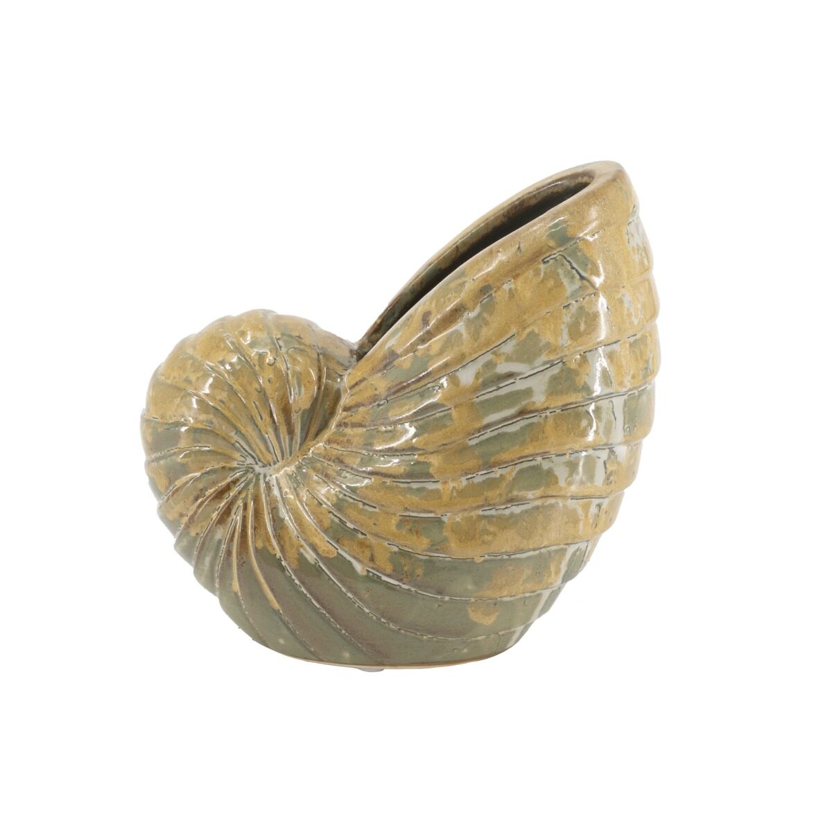 Artekko Artekko Glazed Πράσινο Κεραμικό Κασπό Κοχύλι (22x11.5x21)cm C0038