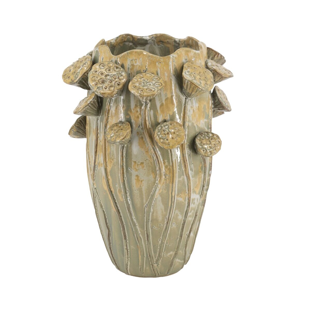 Artekko Artekko Glazed Πράσινο Κεραμικό Διακοσμητικό Βάζο (30x30x40.5)cm C0042