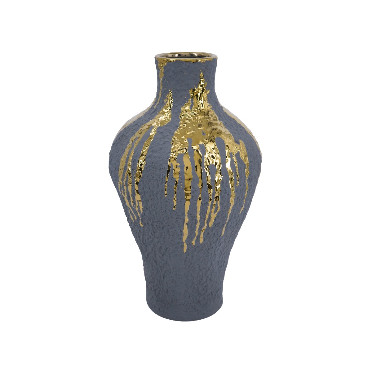 Artekko Artekko Candia Κεραμικό Βάζο σε Μπλε με Χρυσό (23x23x41.5)cm C0073