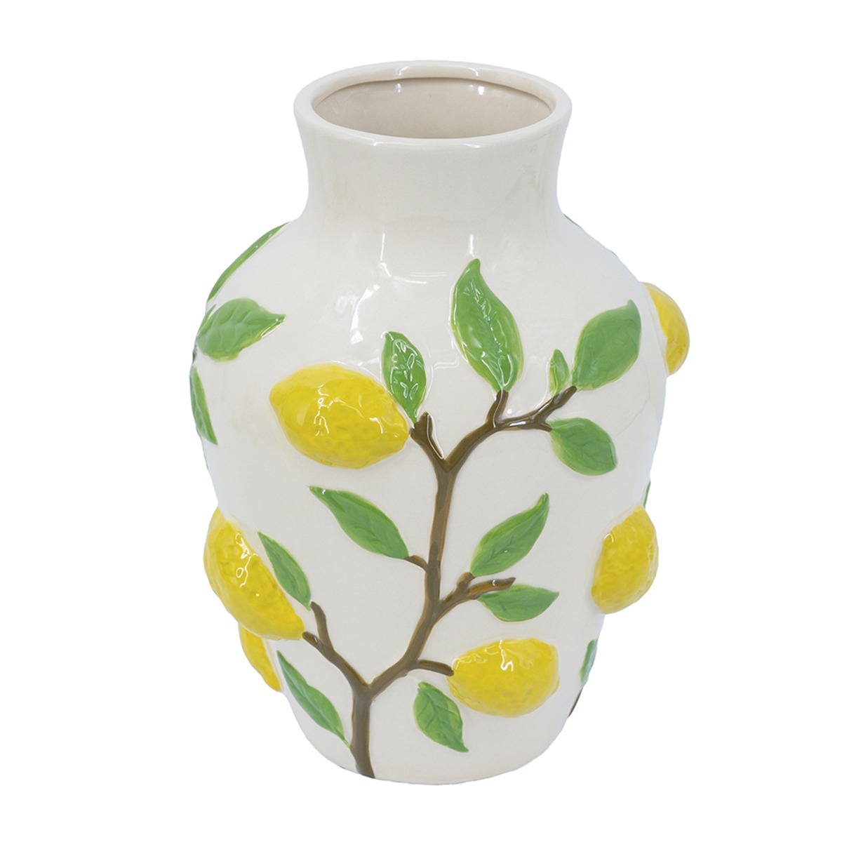 Artekko Artekko Lemon Εκρού Κεραμικό Βάζο με Λεμόνια (22.8x22.8x32)cm C5545