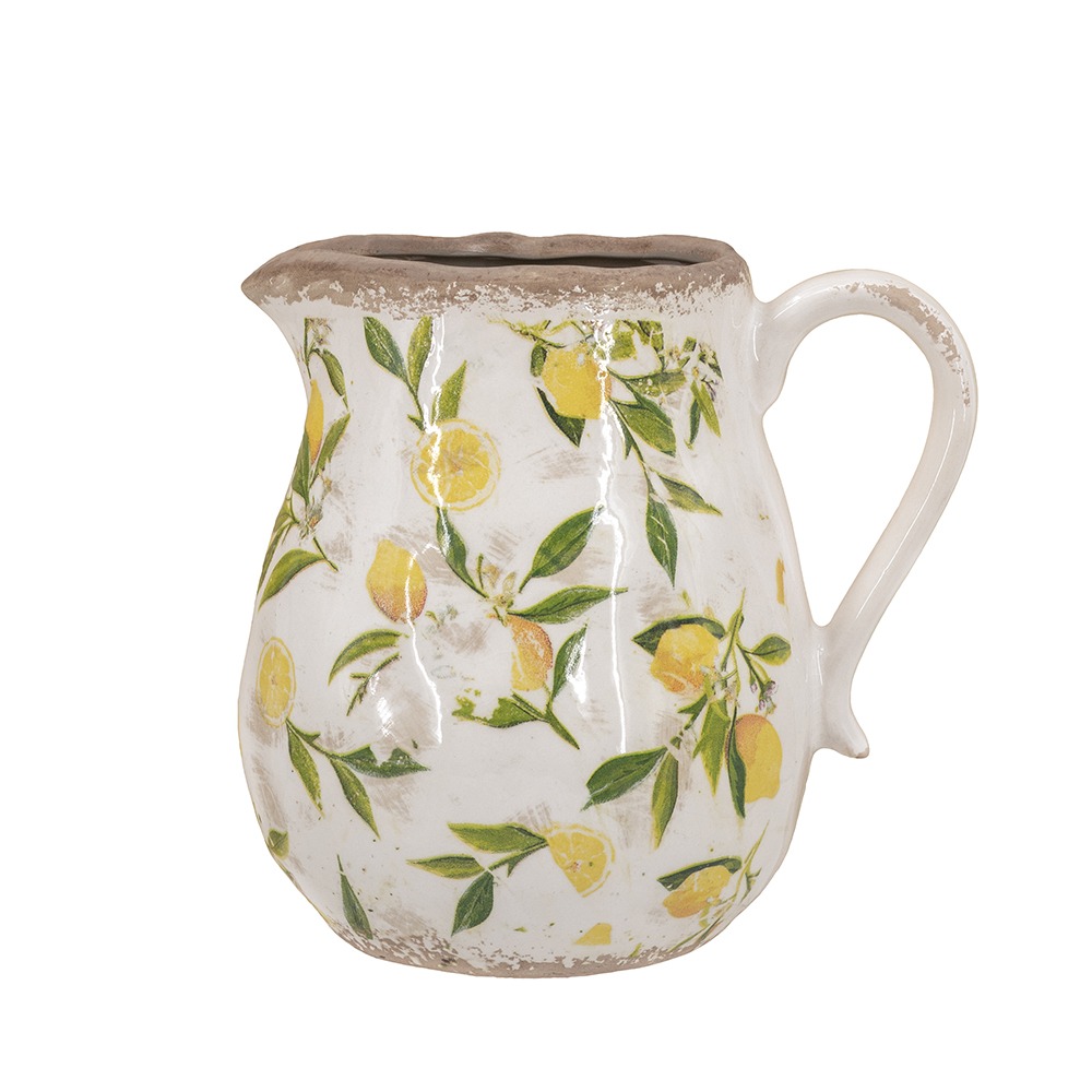 Artekko Artekko Lemon Λευκή Κεραμική Διακοσμητική Κανάτα με Λεμόνια (20x16.5x20)cm C5607