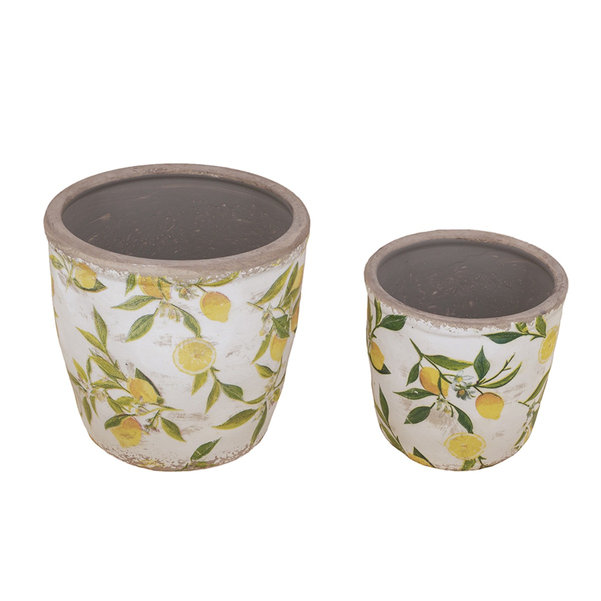 Artekko Artekko Lemon Λευκά Κεραμικά Κασπώ με Λεμόνια (16x16x15.5)cm 2pcs C5609