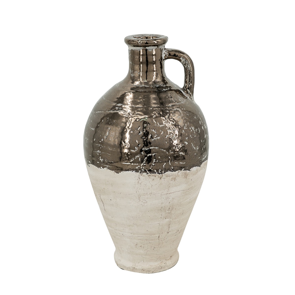 Artekko Artekko Candia Βάζο από Τερακότα σε Μπρονζέ με Μπεζ (20x20x38)cm C6068