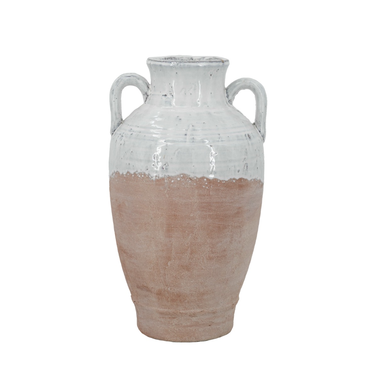 Artekko Artekko Candia Βάζο από Τερακότα σε Λευκό με Μπεζ (22x22x40)cm C6069