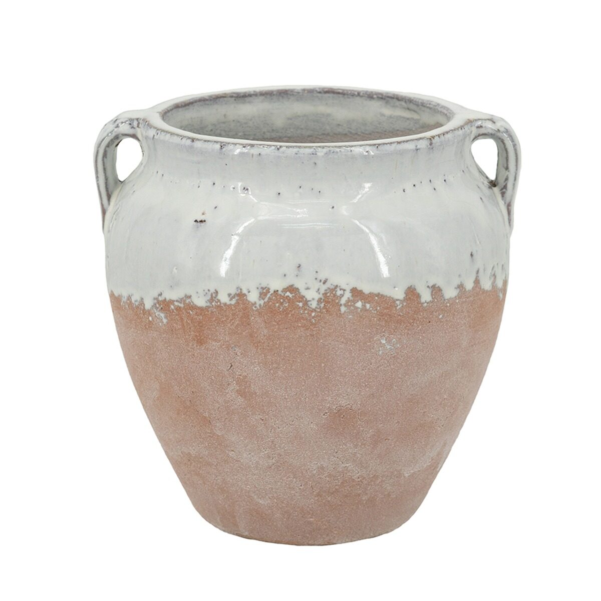 Artekko Artekko Candia Βάζο από Τερακότα σε Λευκό με Μπεζ (20x19x19)cm C6070