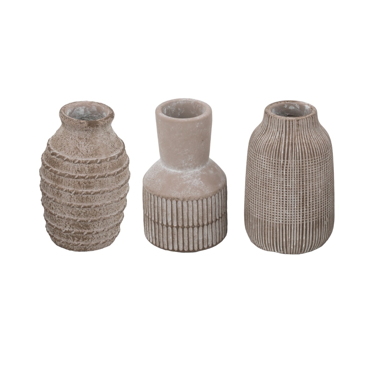 Artekko Artekko Cement Καφέ Τσιμεντένια Βάζα (9.5x9.5x15)cm 3pcs C8393