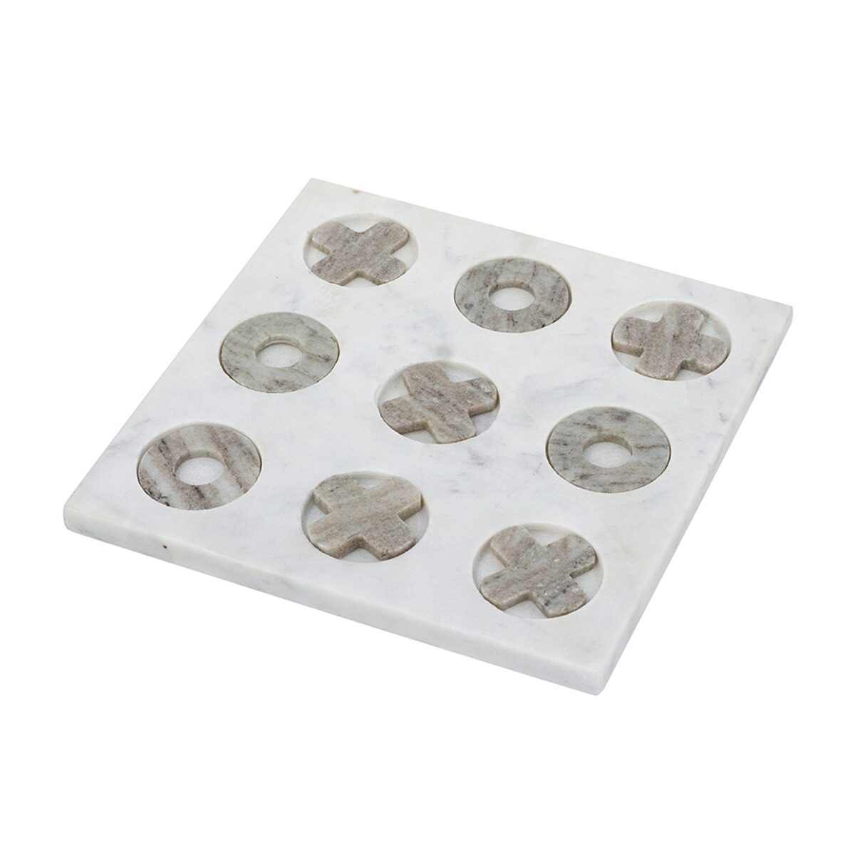 Artekko Artekko Tic Tac Toe Γκρι Μαρμάρινη Διακοσμητική Τρίλιζα σε Λευκή Βάση (23x23x1.5)cm C8415-DS