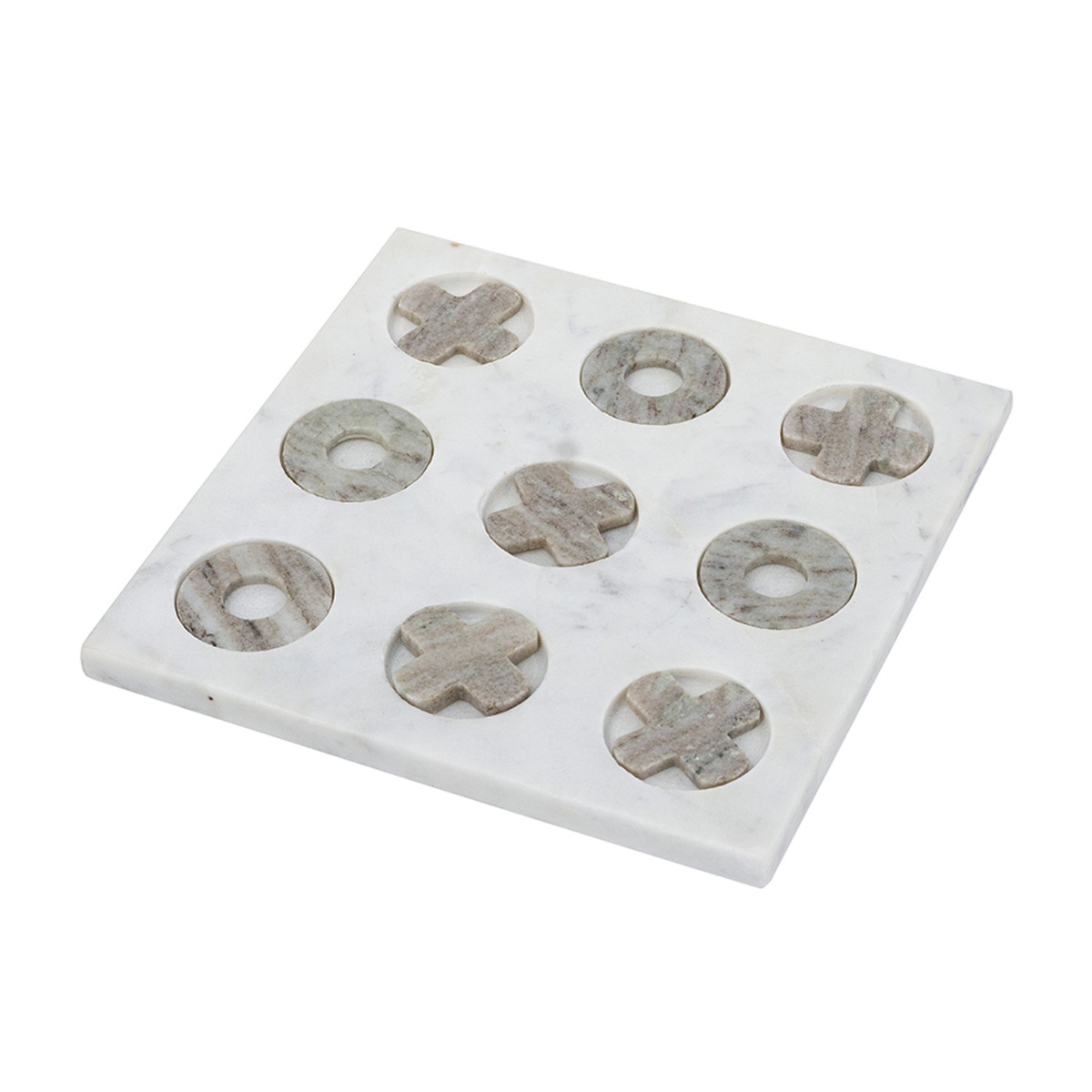 Artekko Artekko Tic Tac Toe Γκρι Μαρμάρινη Διακοσμητική Τρίλιζα σε Λευκή Βάση (23x23x1.5)cm C8415-DS
