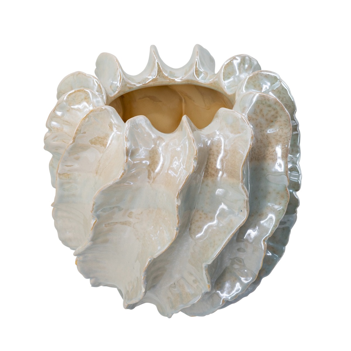 Artekko Artekko Glazed Μπεζ Κεραμικό Βάζο (27x27x25.5)cm C8460