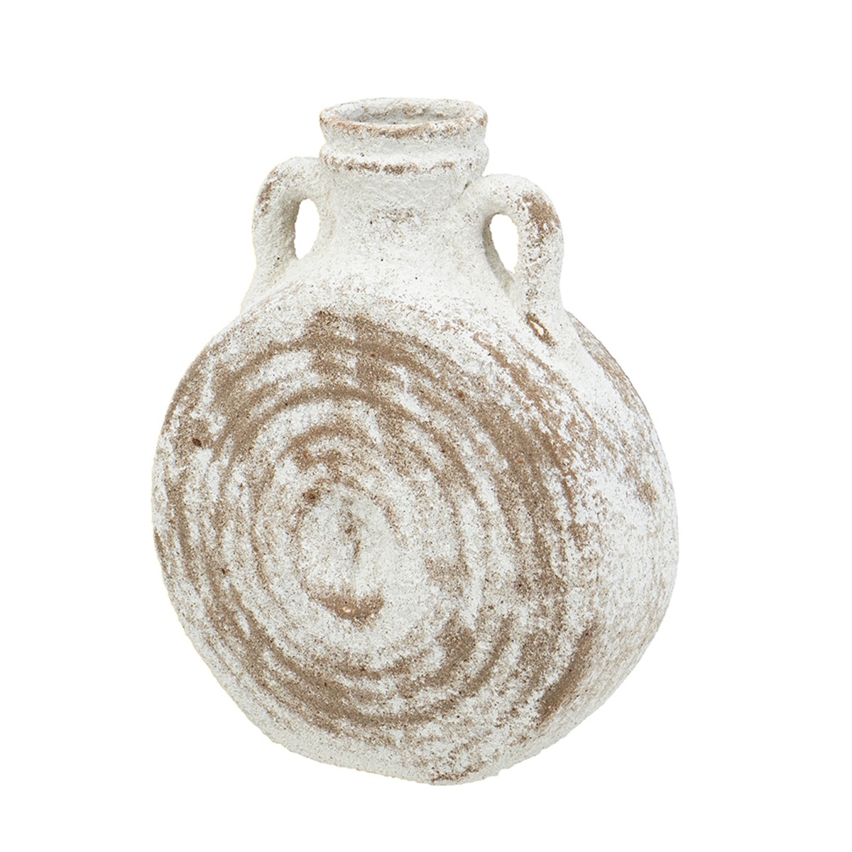 Artekko Artekko Antique Λευκό Κεραμικό Βάζο με Καφέ Λεπτομέρειες (18.5x8x23)cm C8494