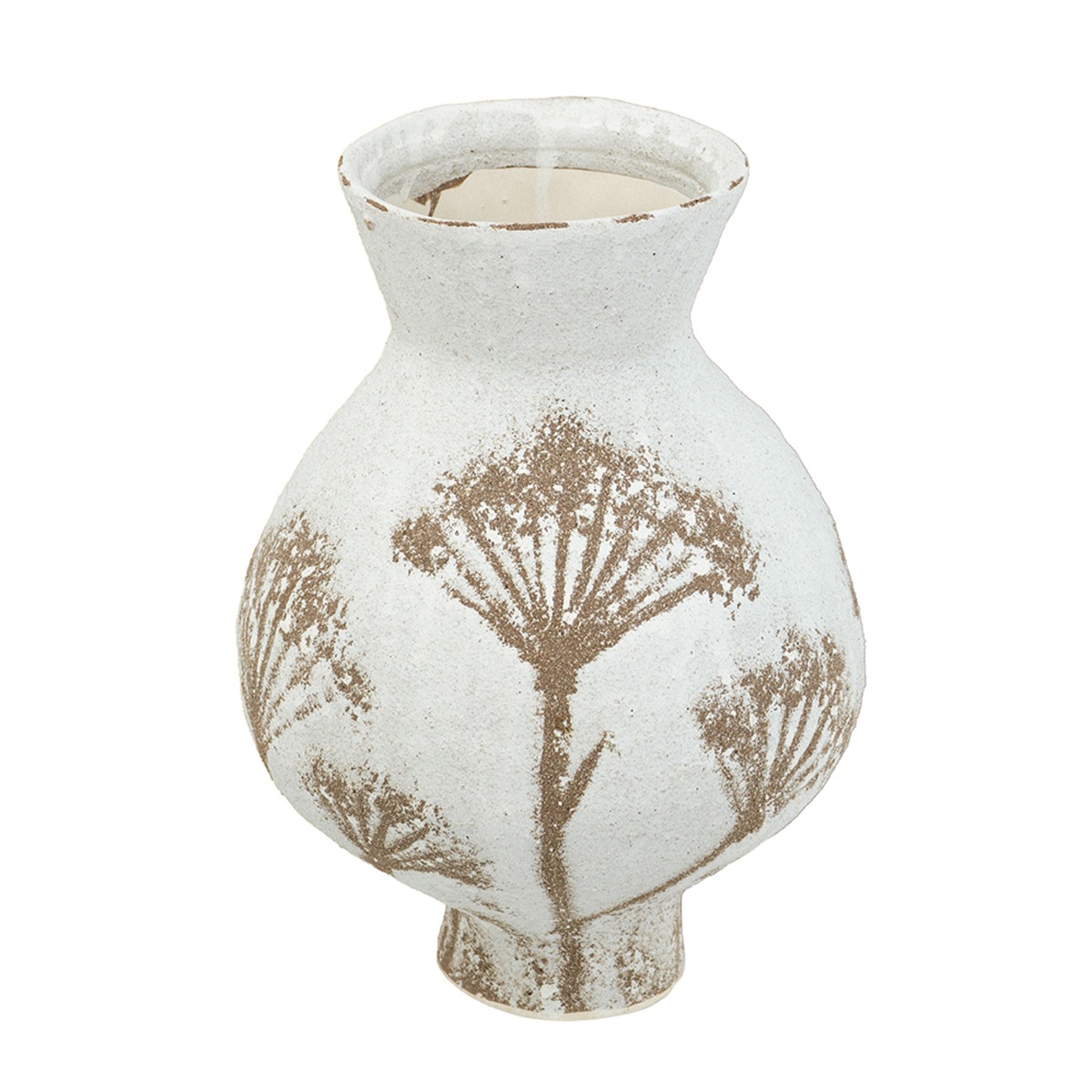 Artekko Artekko Antique Λευκό Κεραμικό Βάζο με Καφέ Λεπτομέρειες (20x20x28.5)cm C8496