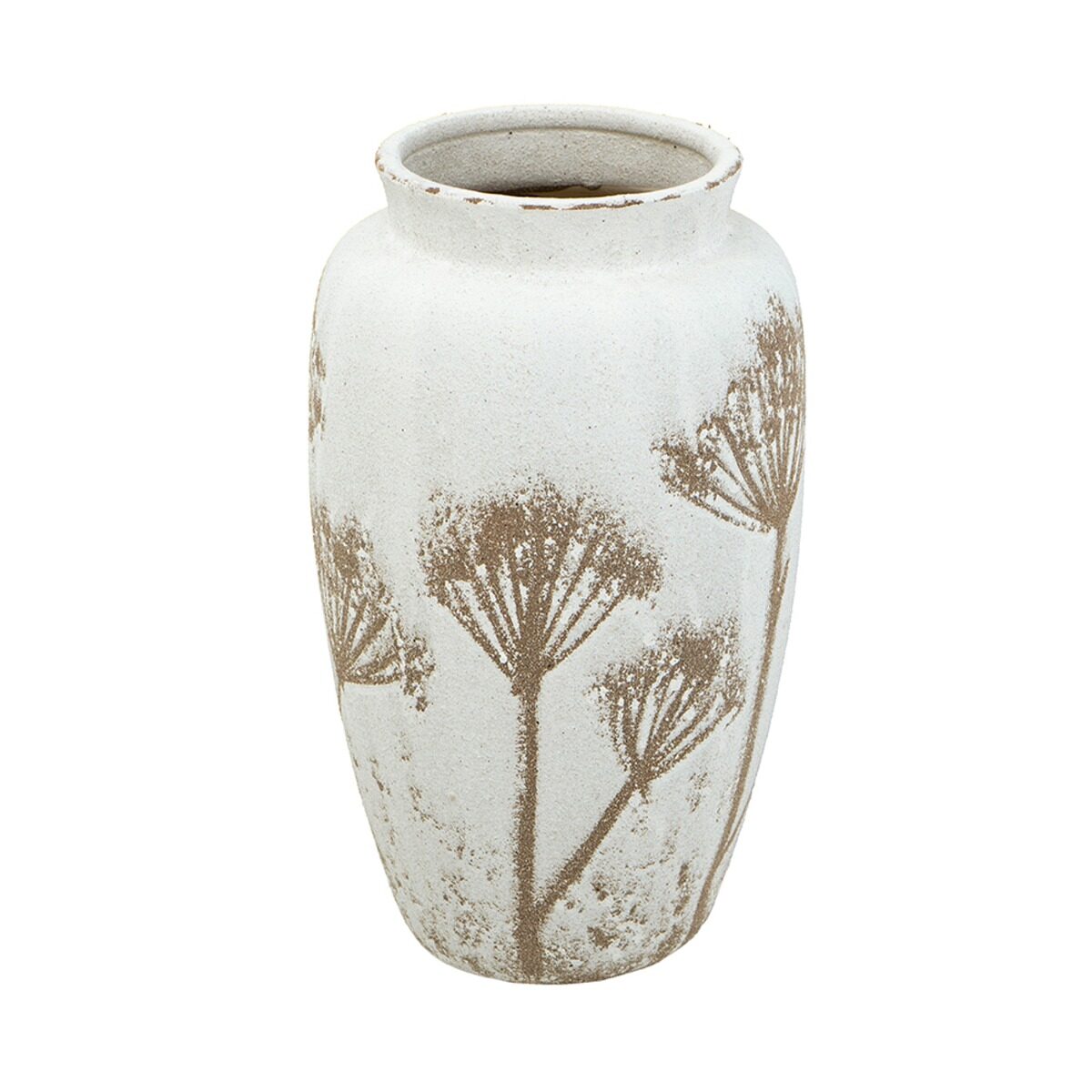 Artekko Artekko Antique Λευκό Κεραμικό Βάζο με Καφέ Λεπτομέρειες (20x20x35)cm C8497