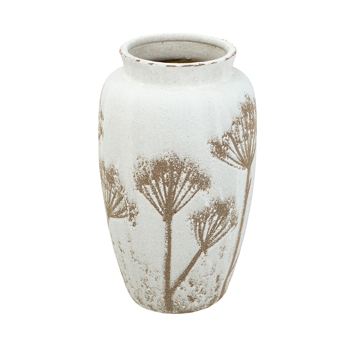 Artekko Artekko Antique Λευκό Κεραμικό Βάζο με Καφέ Λεπτομέρειες (20x20x35)cm C8497