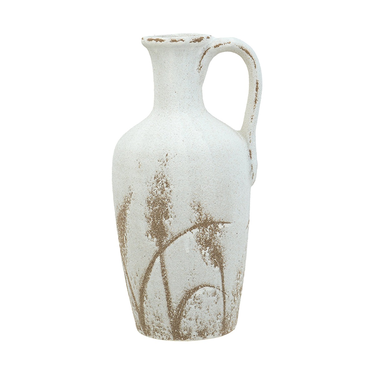Artekko Artekko Antique Λευκό Κεραμικό Βάζο με Καφέ Λεπτομέρειες (17x15.5x34)cm C8500