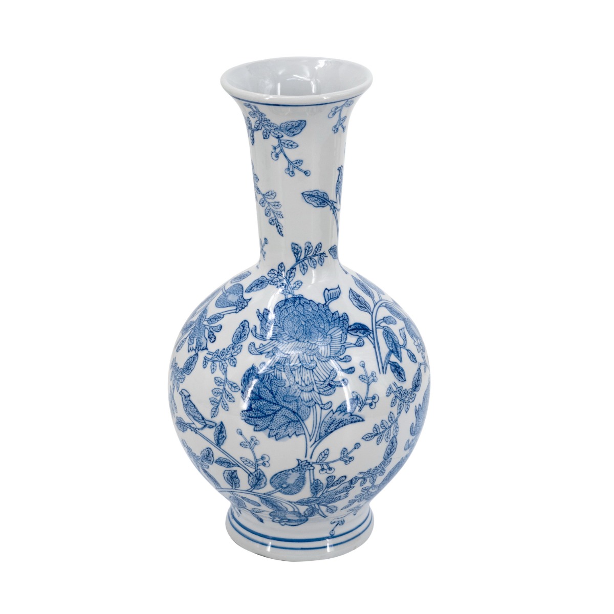 Artekko Artekko Melania Βάζο από Πορσελάνη σε Άσπρο και Μπλε (19.5x19.5x36)cm C8875