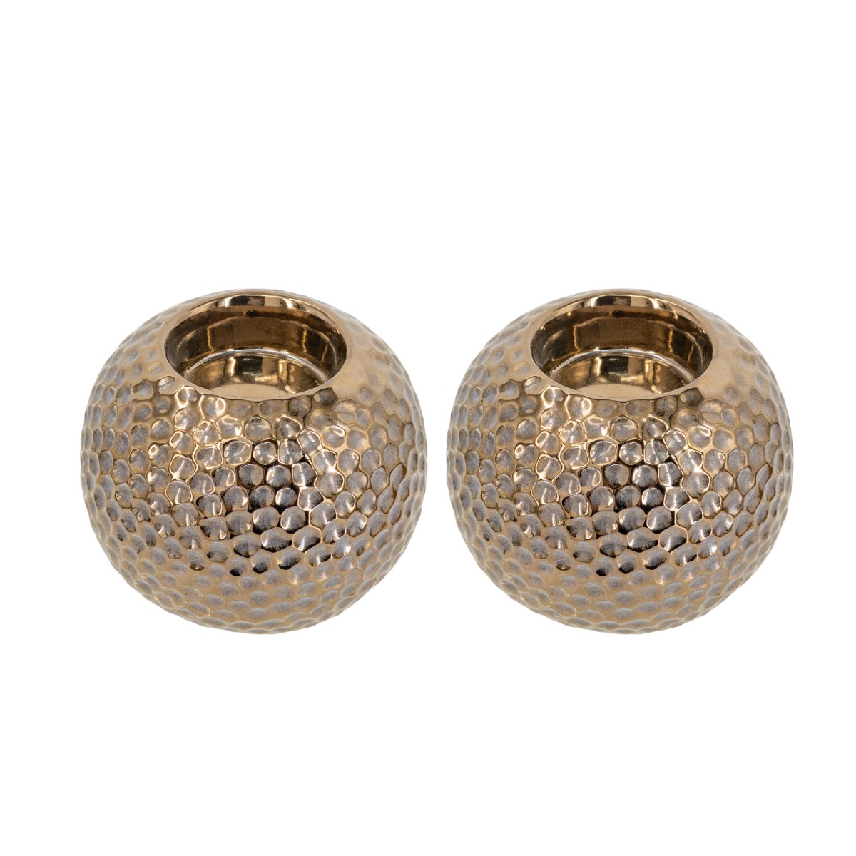 Artekko Artekko Lidded Μπρονζέ Κεραμικά Κηροπήγια (11x11x9)cm 2pcs C8985