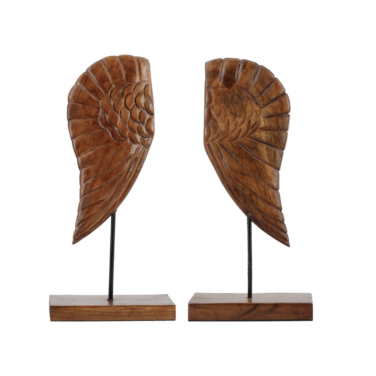 Artekko Artekko Woody Καφέ Βιβλιοστάτες Φτερά από Ξύλο Teak (20x12x44)cm 2pcs D4719