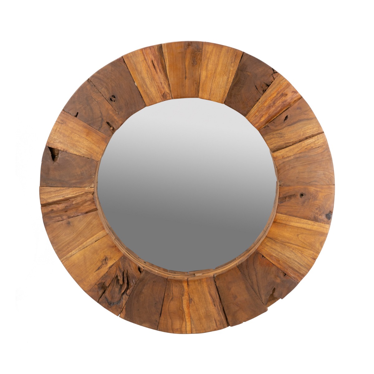 Artekko Artekko Woody Καφέ Καθρέπτης Τοίχου από Ξύλο Teak (80x80x6)cm D4724