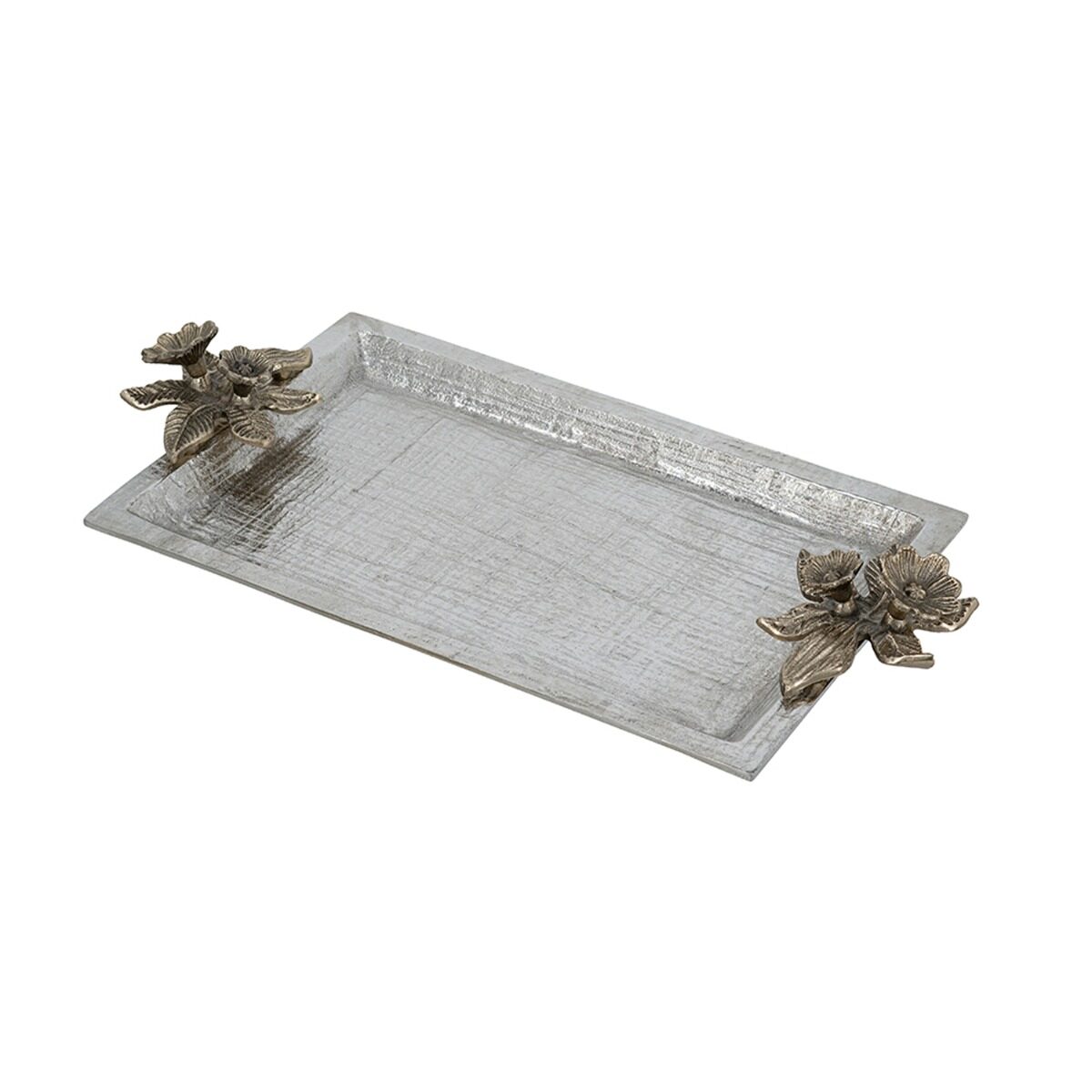 Artekko Artekko Branch Ασημί Μεταλλικός Δίσκος (47x24.8x6.4)cm D5573