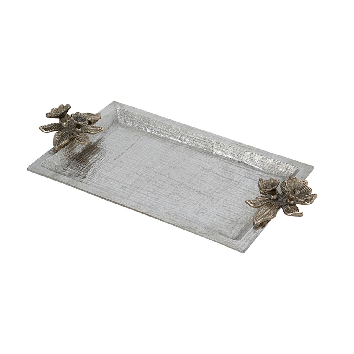 Artekko Artekko Branch Ασημί Μεταλλικός Δίσκος (47x24.8x6.4)cm D5573