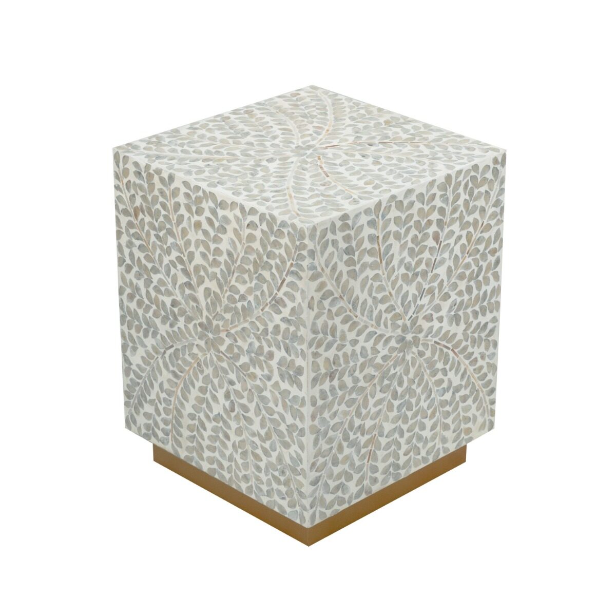 Artekko Artekko Ivory Γκρι Βοηθητικό Τραπέζι Σκαμπό από MDF και Capiz (35x35x45)cm D5603
