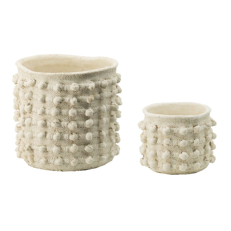 Artekko Artekko Knitt Λευκά Κρεμ Τσιμεντένια Κασπώ (30.5x30.5x27.5)cm 2pcs D9029