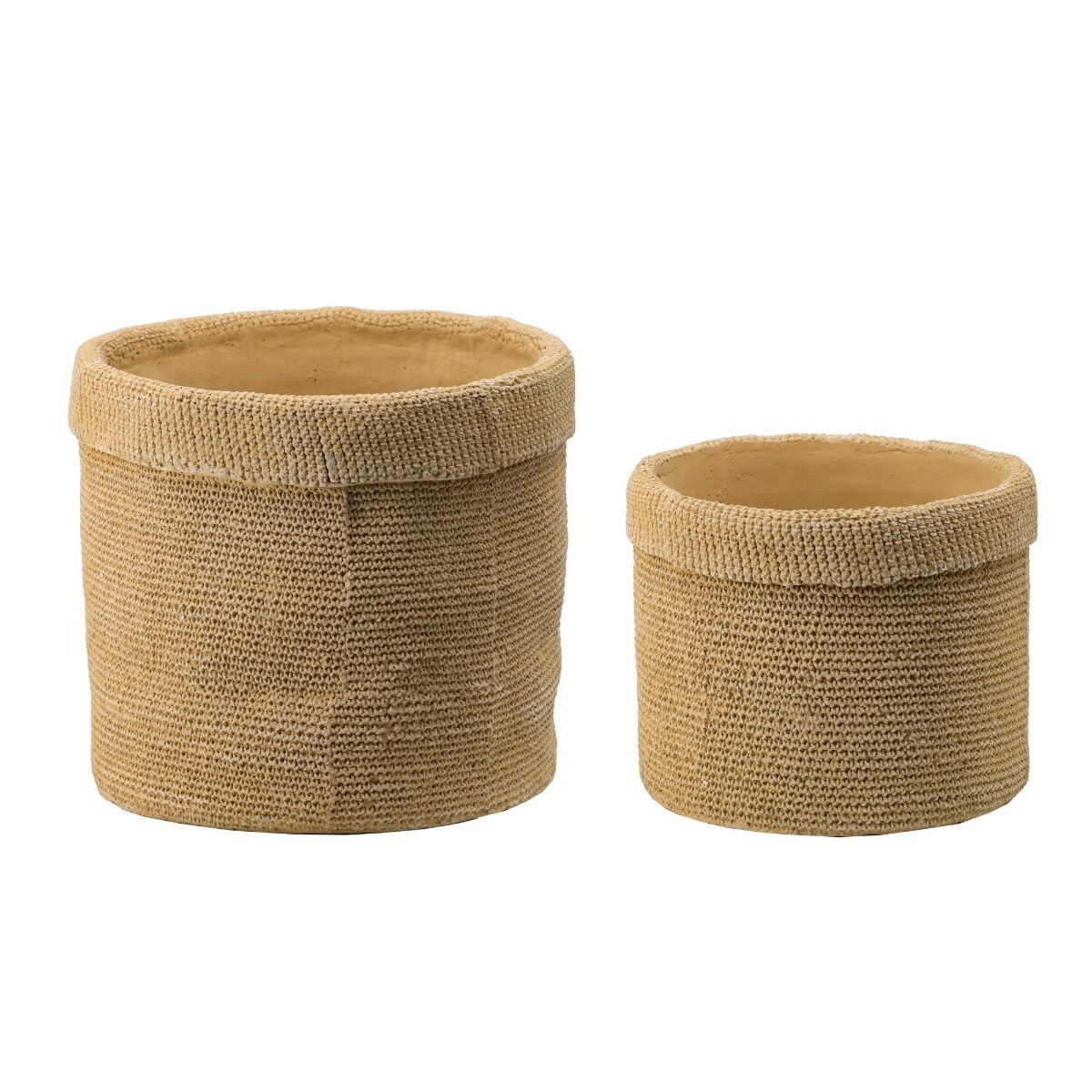 Artekko Artekko Knitt Μπεζ Τσιμεντένια Κασπώ (37x37x32)cm 2pcs D9035
