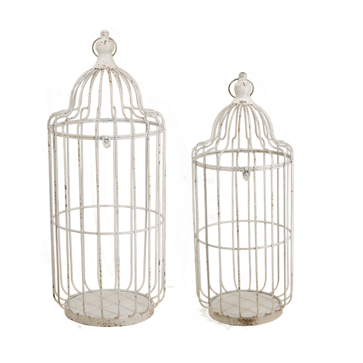 Artekko Artekko Lantern Μεταλλικά Φανάρια Κλουβιά σε Λευκή Πατίνα (26.7x26.7x67.3)cm (22.9x22.9x57.1)cm 2pcs D9051-DS