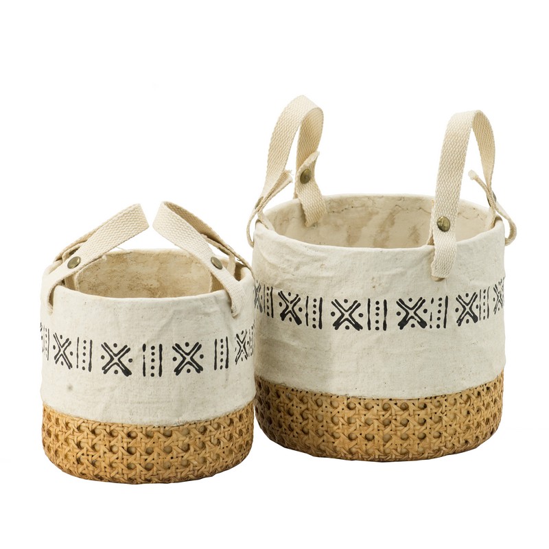 Artekko Artekko Knitt Κασπώ Τσιμεντένιο Μπεζ Λευκό (19.5x19.5x17.5)cm Σετ/2 D9052
