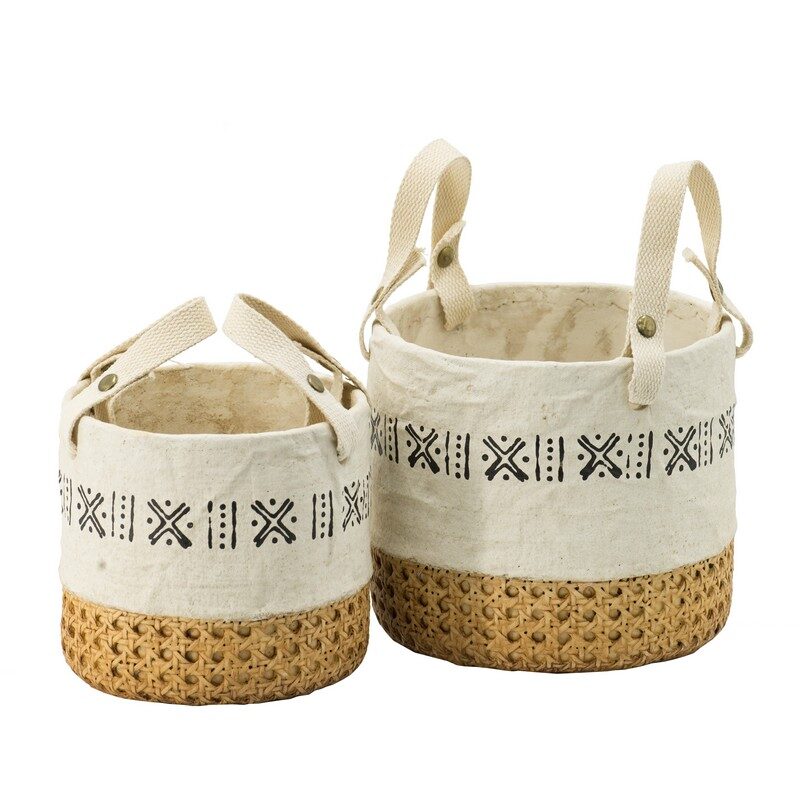 Artekko Artekko Knitt Κασπώ Τσιμεντένιο Μπεζ Λευκό (19.5x19.5x17.5)cm Σετ/2 D9052