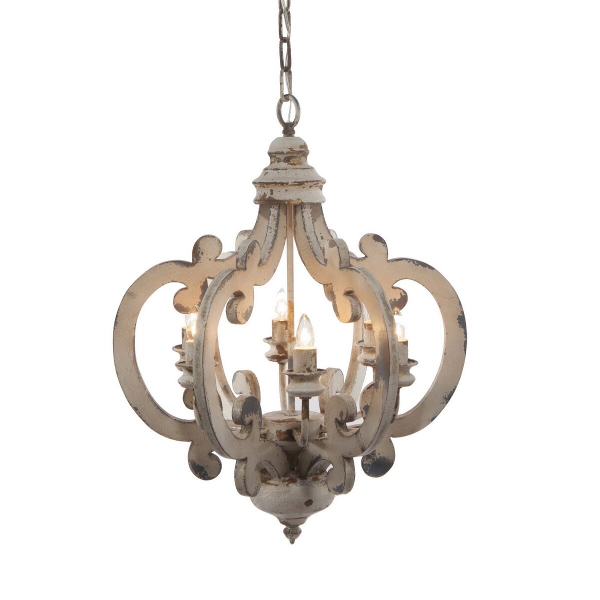 Artekko Artekko Chandelier Φωτιστικό Οροφής 6φωτο MDF Μέταλλο Λευκή Πατίνα (52x46x60.5)cm DT38552-DS