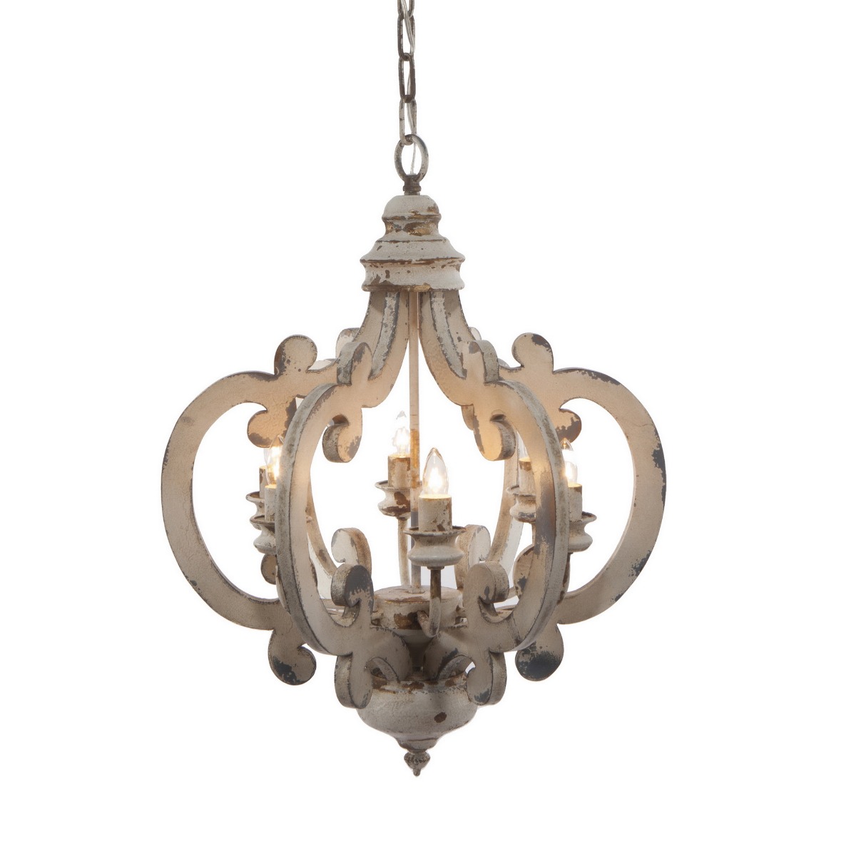 Artekko Artekko Chandelier Φωτιστικό Οροφής 6φωτο MDF Μέταλλο Λευκή Πατίνα (52x46x60.5)cm DT38552-DS