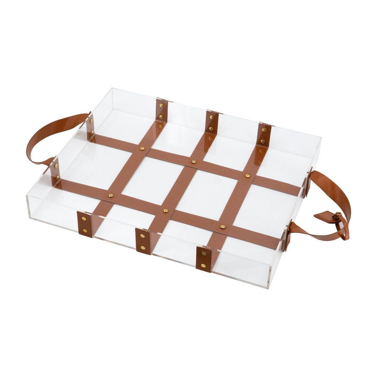 Artekko Artekko Tray Διακοσμητικός Δίσκος με Καφέ Τεχνόδερμα Ακριλικό Διάφανο (50.8x40.6x6.4)cm EL70642