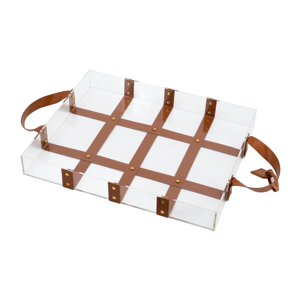 Artekko Artekko Tray Διακοσμητικός Δίσκος με Καφέ Τεχνόδερμα Ακριλικό Διάφανο (50.8x40.6x6.4)cm EL70642